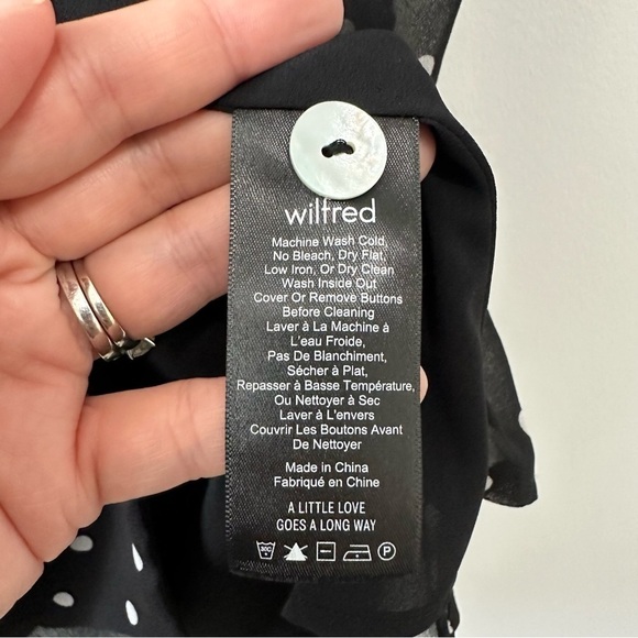 Aritzia Wilfred Button-Front Dress Black & White Polka Dot Sz 0 - Picture 10 of 16